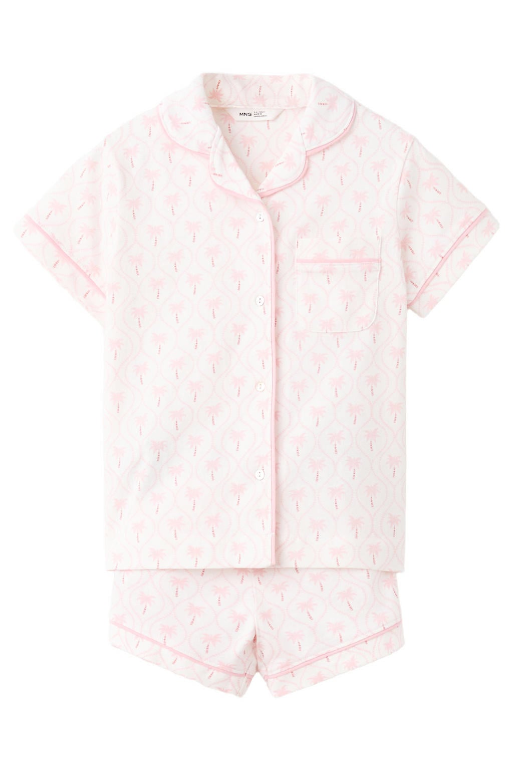 Mango Kids shortama met all over print lichtroze