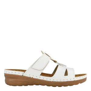 imitatieleren slippers met sleehak wit