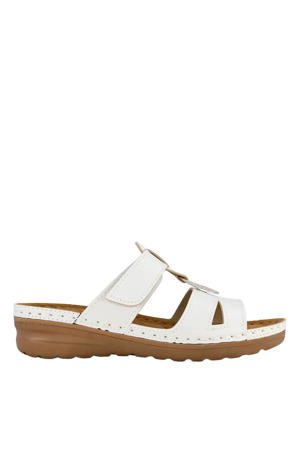 imitatieleren slippers met sleehak wit