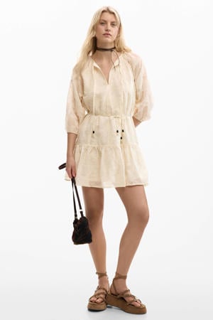 gebloemde blousejurk beige