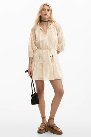 gebloemde blousejurk beige