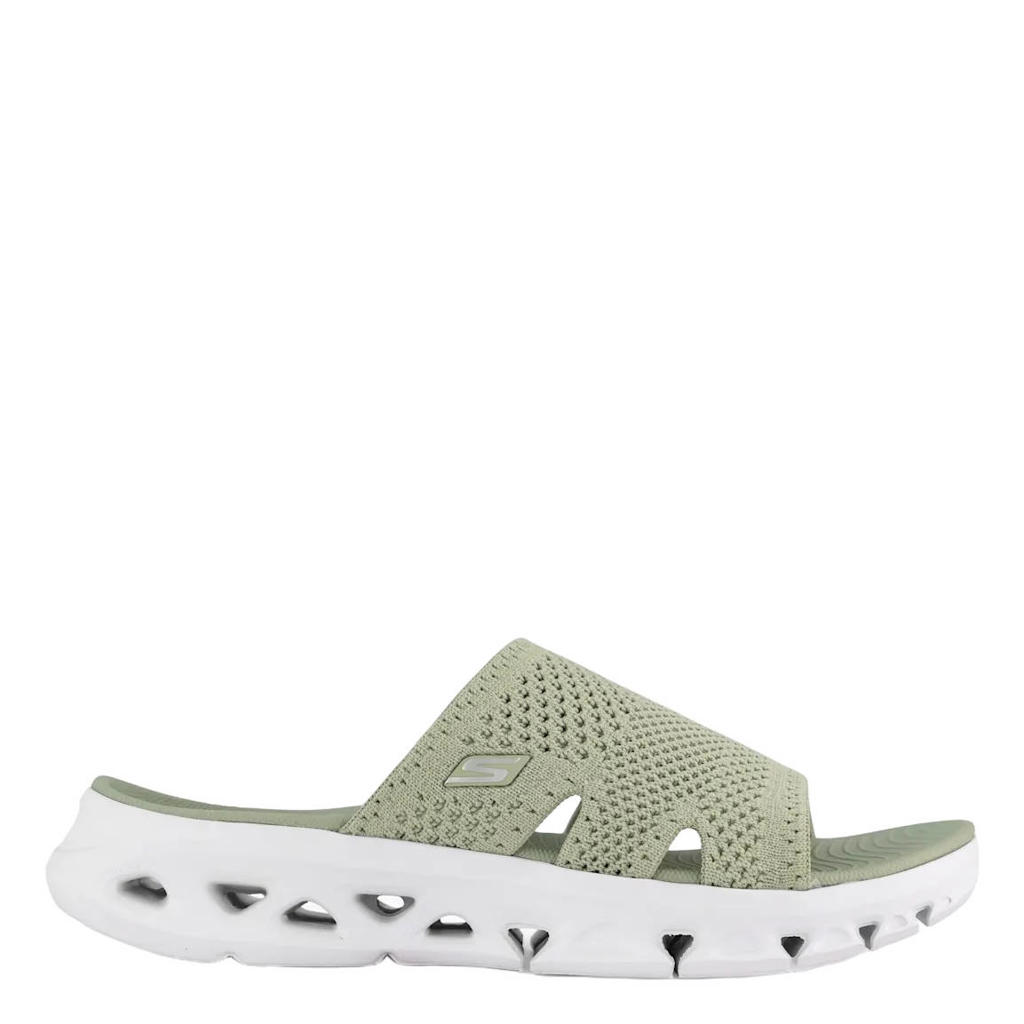 Groene dames Skechers slippers van textiel/synthetisch