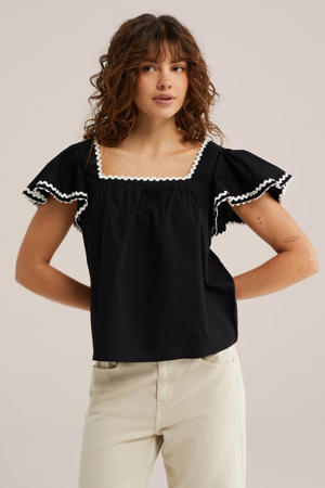 top broderie zwart