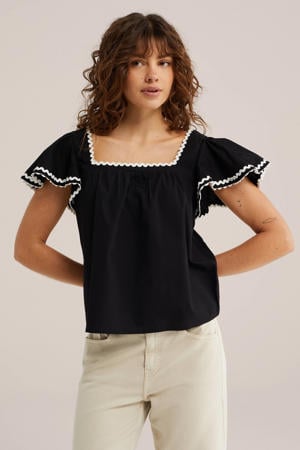 top broderie zwart