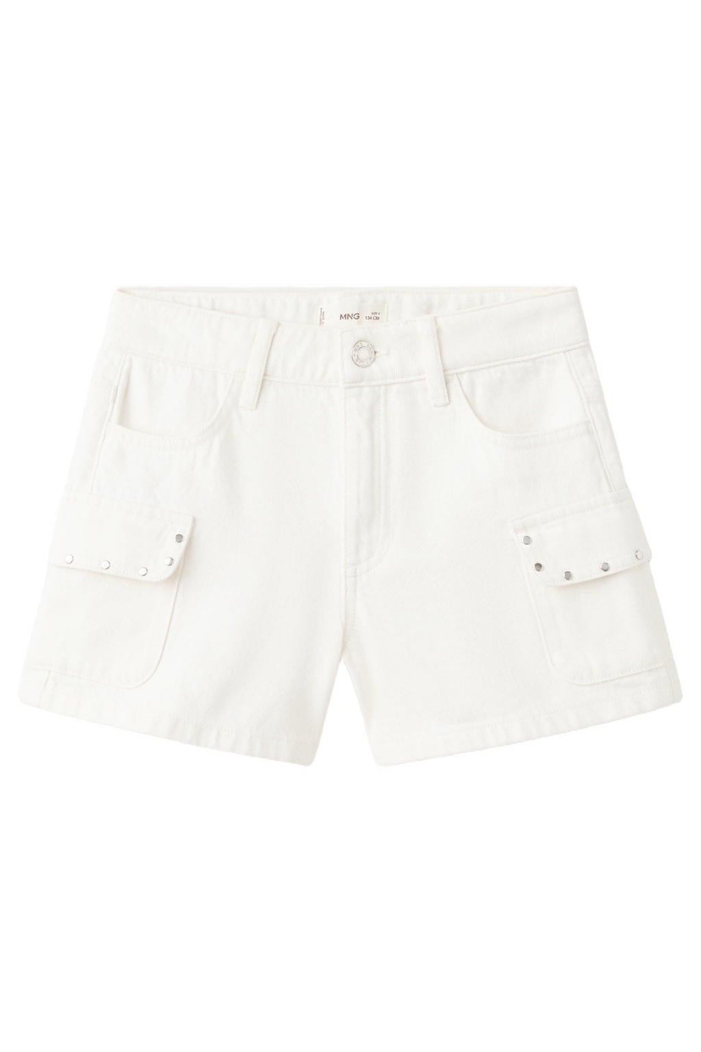 Witte meisjes Mango Kids short van denim met rits- en knoopsluiting en effen