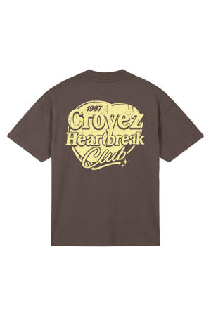 oversized T-shirt met backprint bruin