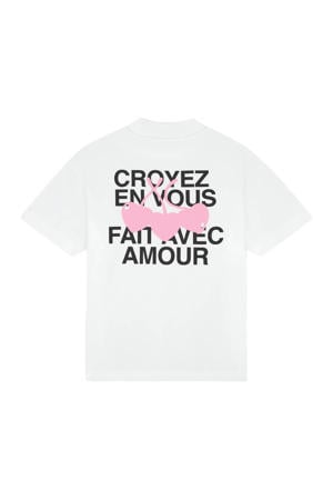 oversized T-shirt met backprint wit