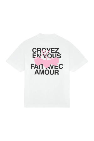 oversized T-shirt met backprint wit