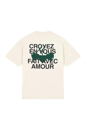 oversized T-shirt met backprint ecru