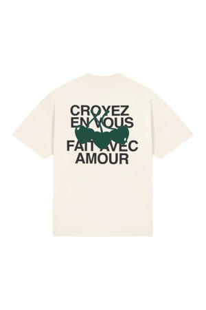 oversized T-shirt met backprint ecru