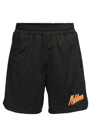 regular fit casual short met logo - zwart