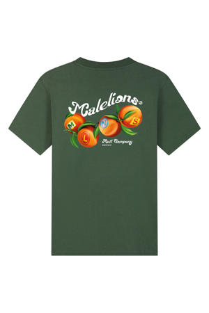 regular T-shirt met backprint donkergroen