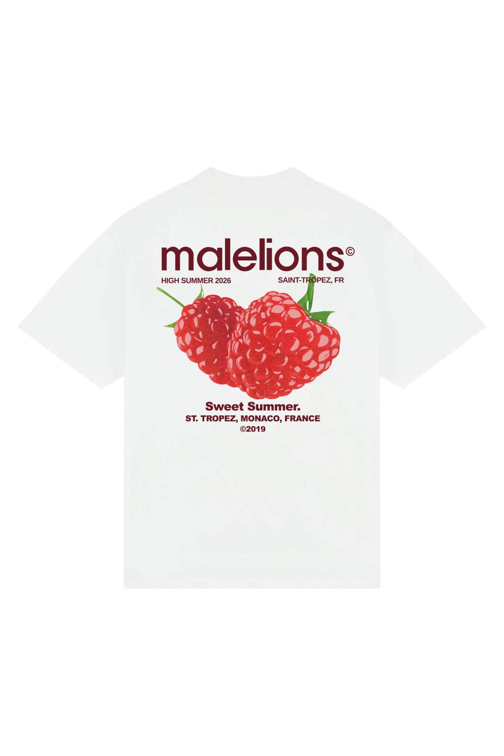 Witte heren Malelions oversized T-shirt van katoen met backprint, korte mouwen en ronde hals