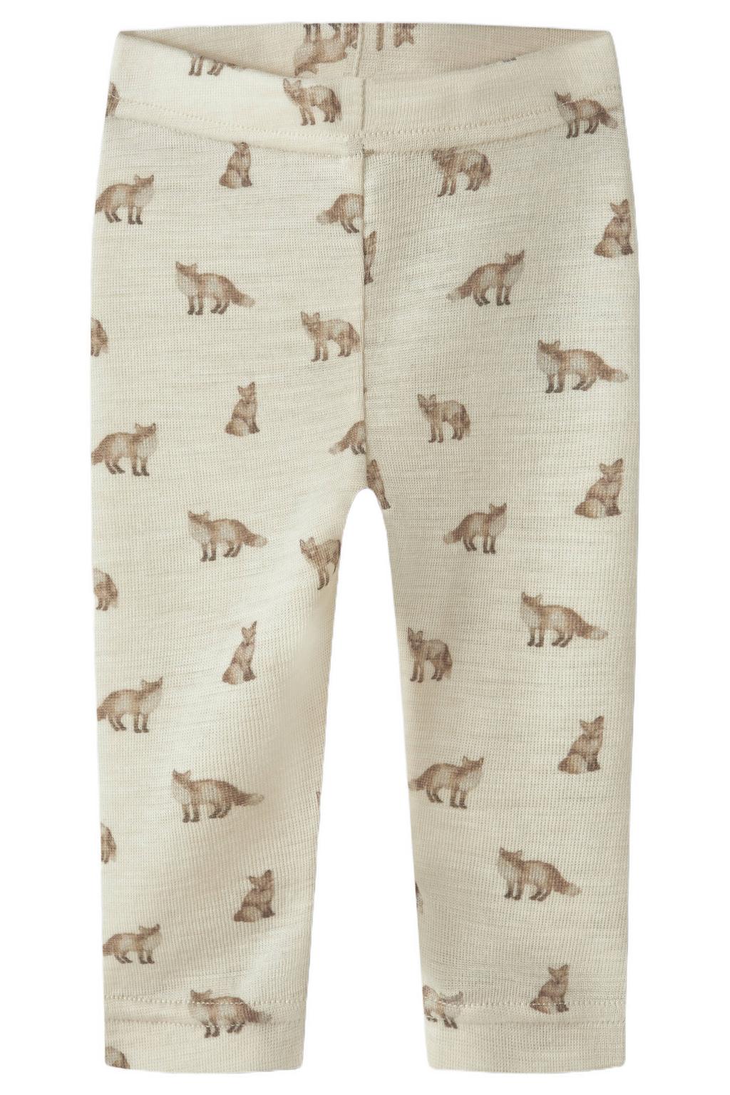 Ecru jongens LIL' ATELIER BABY slim legging van wol met elastische tailleband
