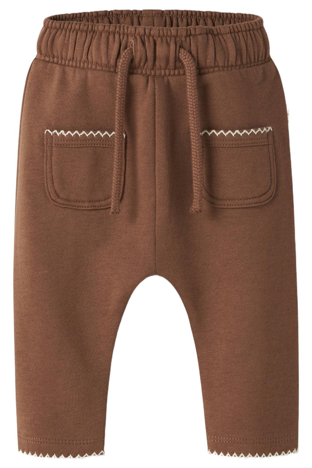 Brique meisjes LIL' ATELIER BABY loose fit joggingbroek van sweat materiaal met elastische tailleband met koord en effen