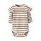 LIL' ATELIER BABY katoenen gestreepte romper met ruches - offwhite/bruin