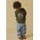 LIL' ATELIER MINI katoenen regular fit gebreide trui met borduursels en print - olijfgroen