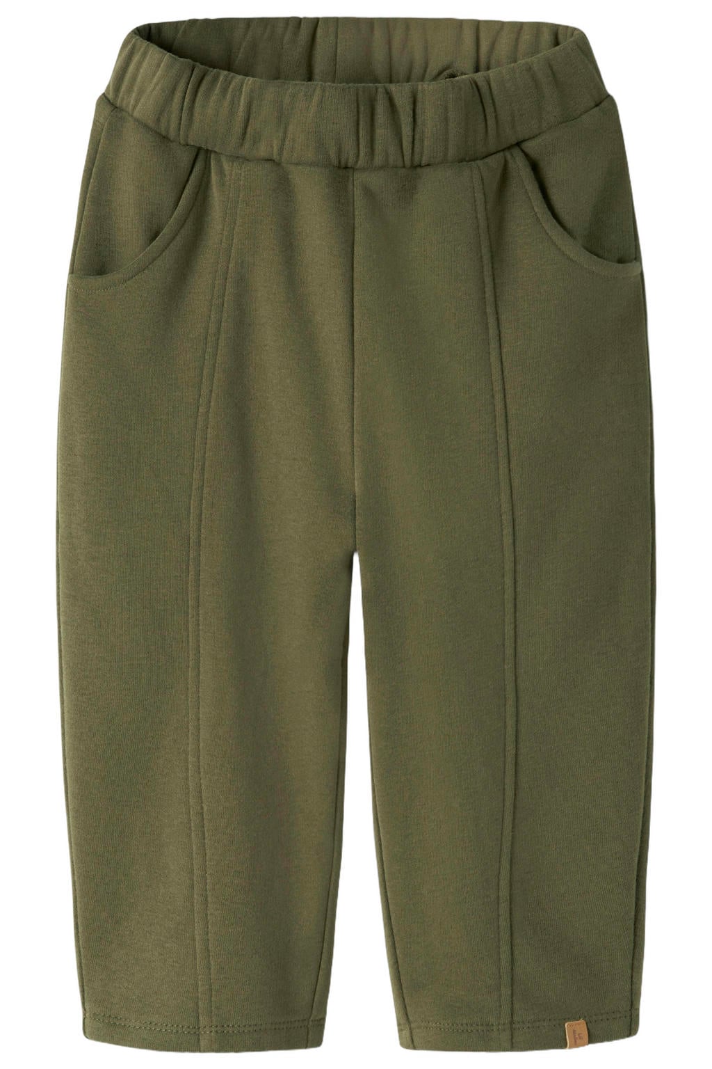 Groene jongens LIL' ATELIER MINI loose fit joggingbroek van sweat materiaal met elastische tailleband en effen