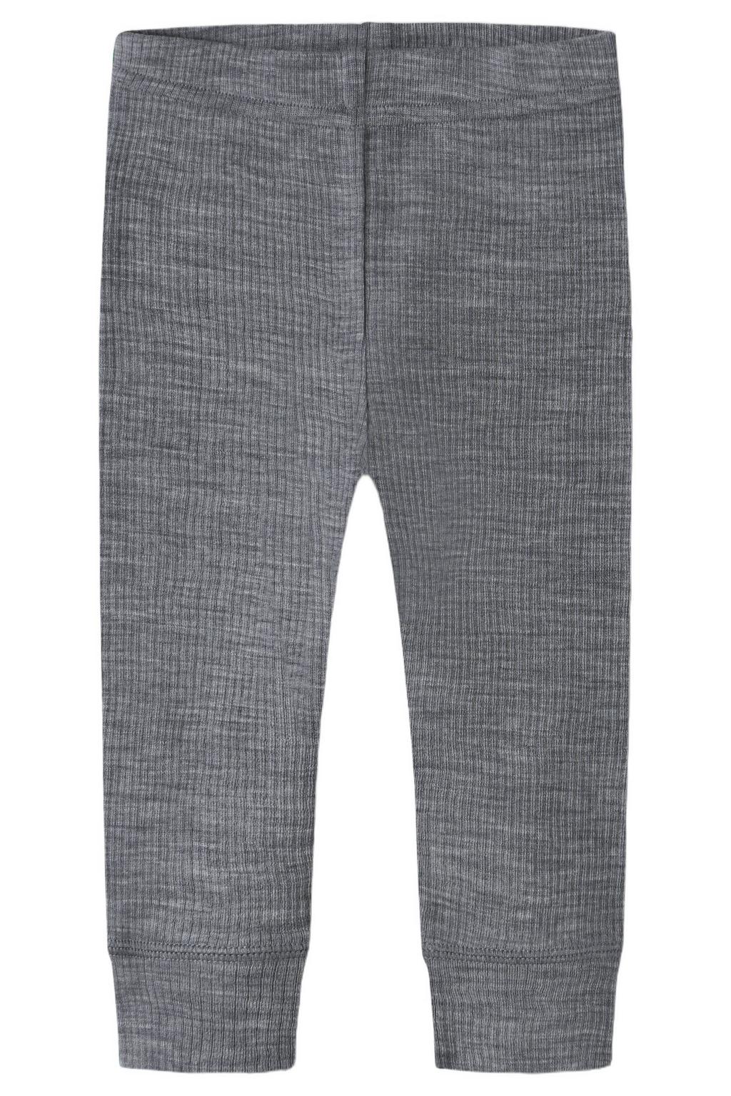 Grijze NAME IT BABY slim babybroek van wol met elastische tailleband en melée print