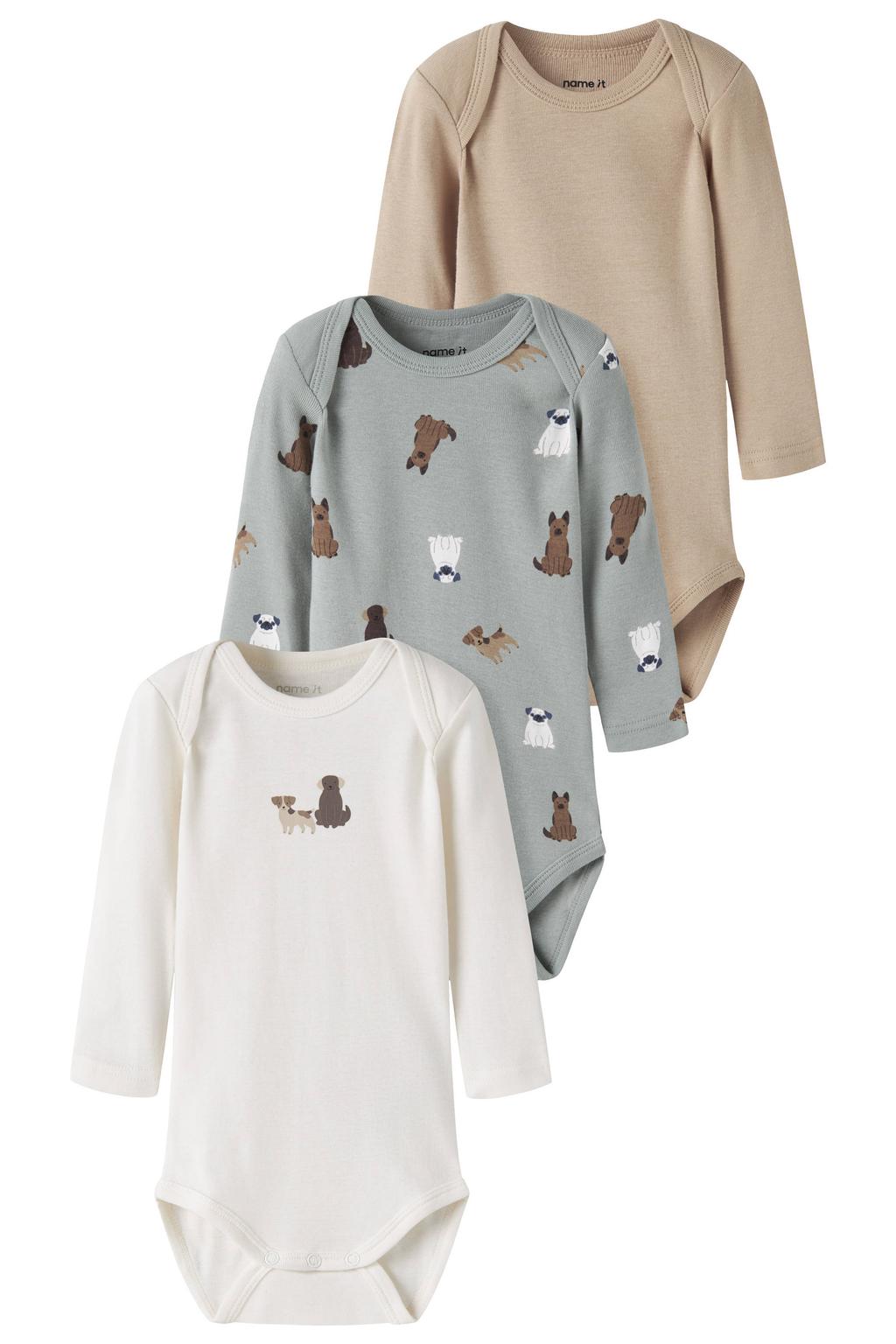 NAME IT BABY katoenen rompers met print (set van 3)