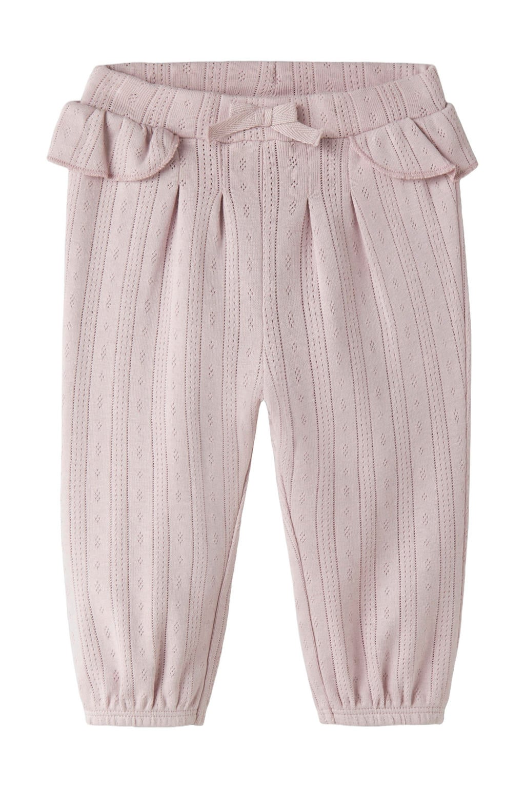 GUPPY BABY katoenen babybroek met ruches - lichtroze