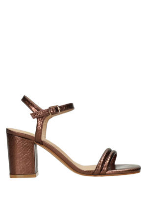 Emily imitatieleren sandalen met blokhak - bruin