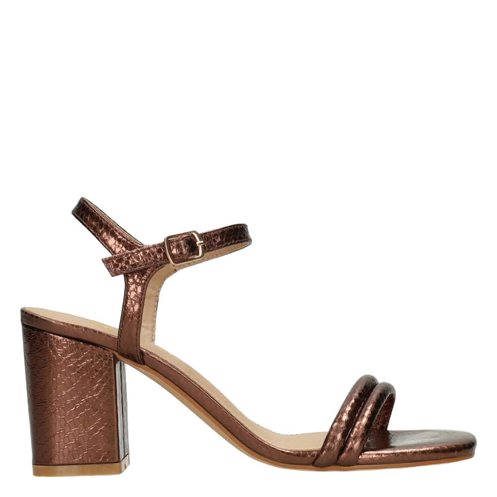 POSH by Poelman Emily imitatieleren sandalen met blokhak - bruin