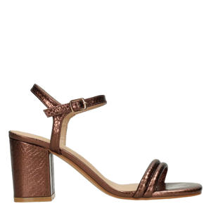 Emily imitatieleren sandalen met blokhak - bruin