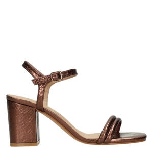 Emily imitatieleren sandalen met blokhak - bruin