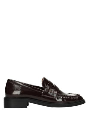 Bella lakleren loafers met blokhak bordeaux