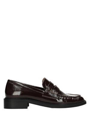 Bella lakleren loafers met blokhak bordeaux