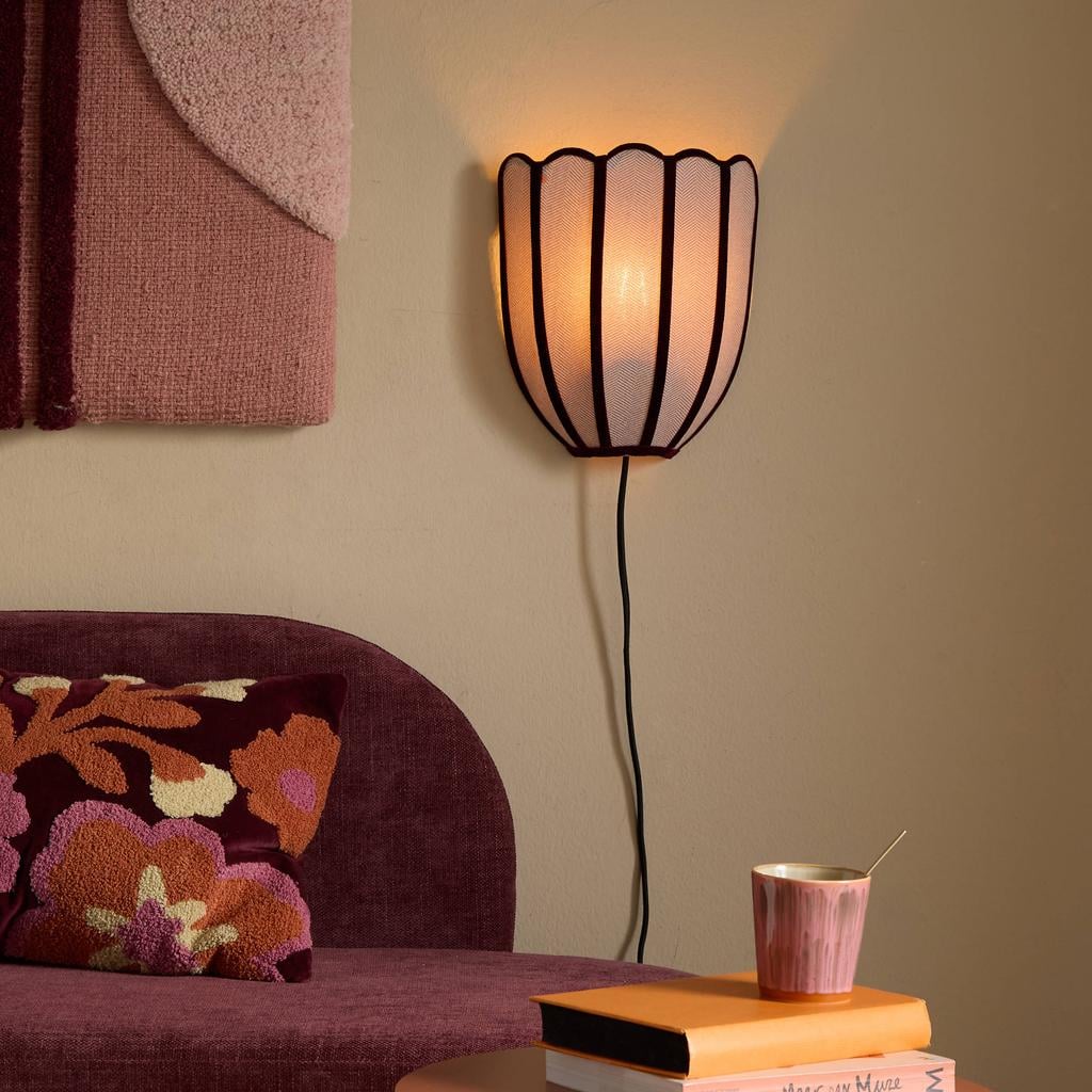 NOUS Living stoffen wandlamp Lieve E27 - donkerrood