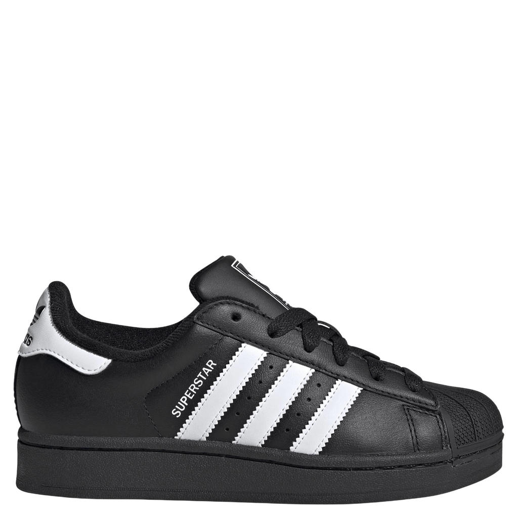 Zwart en witte jongens en meisjes adidas Originals Superstar II sneakers van bovenwerk van leer en synthetische materialen met veters
