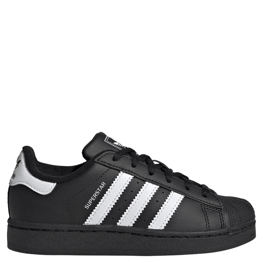 Zwart en witte jongens en meisjes adidas Originals Superstar II sneakers van bovenwerk van synthetisch en gecoat leer met veters