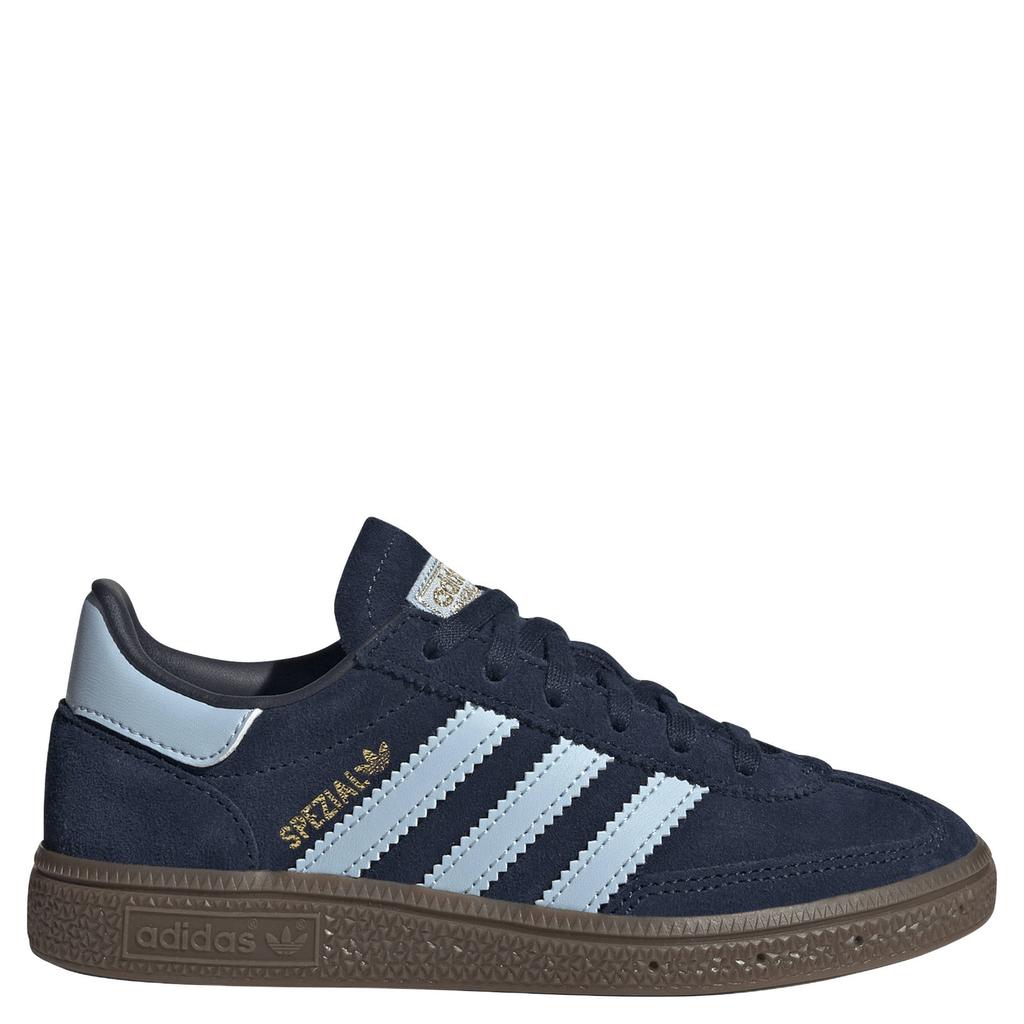 Donkerblauw en lichtblauwe jongens en meisjes adidas Originals Handball Spezial suède sneakers met veters