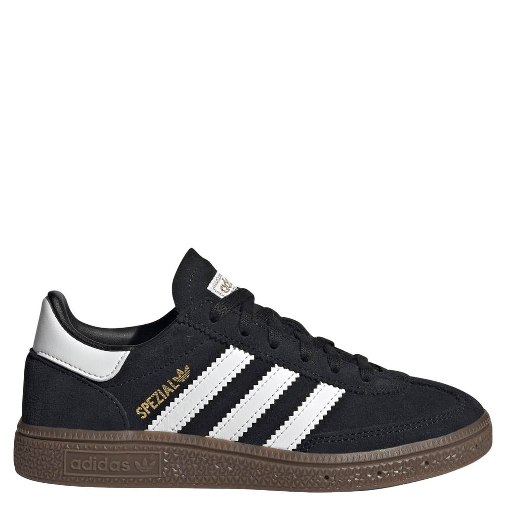 Zwart en witte jongens en meisjes adidas Originals Handball Spezial suède sneakers met veters