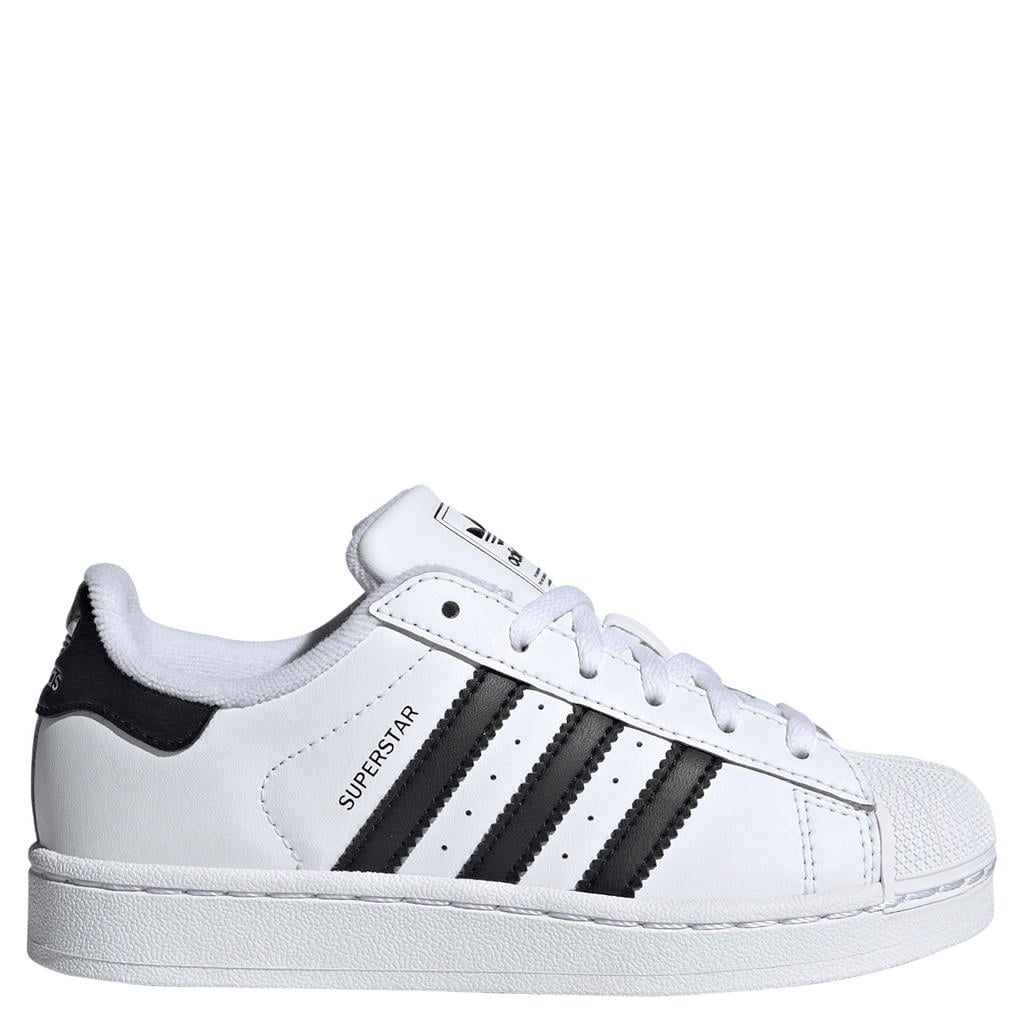 Wit en zwarte jongens en meisjes adidas Originals Superstar II sneakers van bovenwerk van synthetisch en gecoat leer met veters