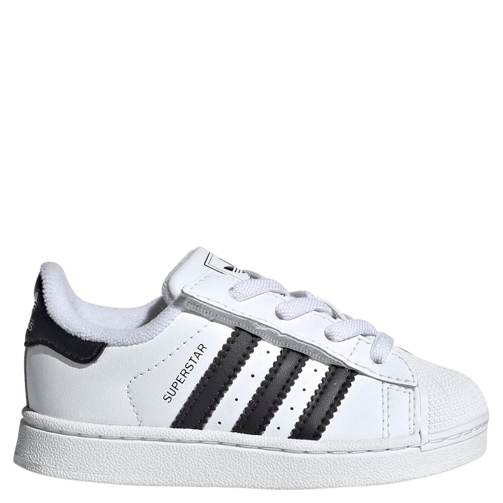 Wit en zwarte jongens en meisjes adidas Originals Superstar II sneakers van bovenwerk van synthetisch en gecoat leer met elastische veters