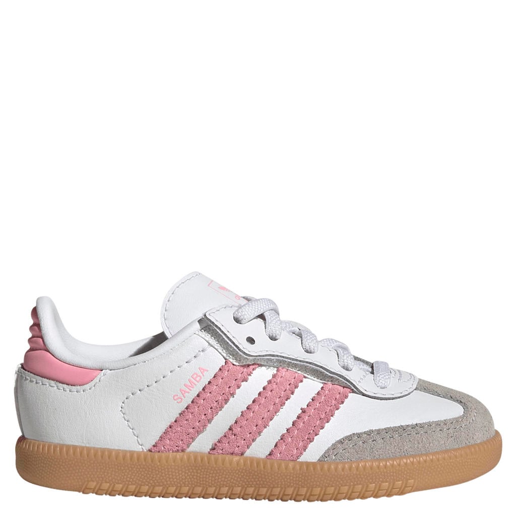Wit en roze meisjes adidas Originals Samba sneakers van imitatieleer en textiel met veters