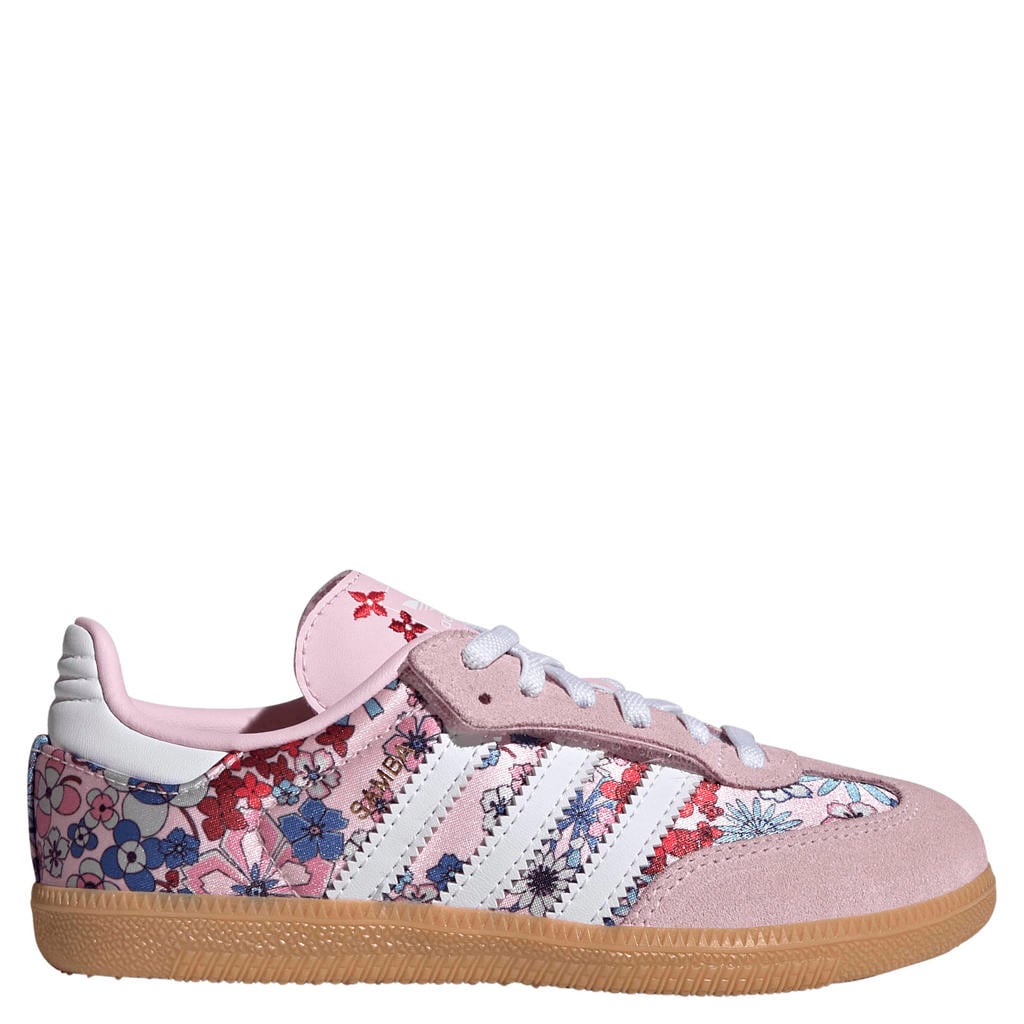 Roze jongens en meisjes adidas Originals Samba London Liberty OG sneakers van bovenwerk van textiel en leer met veters