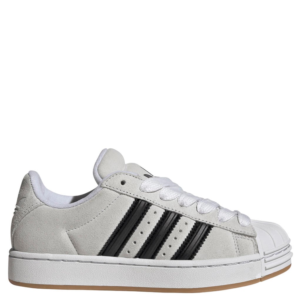 Wit en zwarte jongens en meisjes adidas Originals Superstar II sneakers van leren bovenwerk met veters