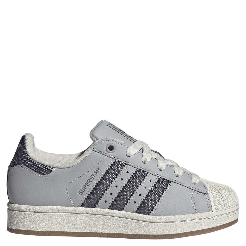 Grijze jongens en meisjes adidas Originals Superstar II sneakers van bovenwerk van gecoat leer en synthetisch materiaal met veters