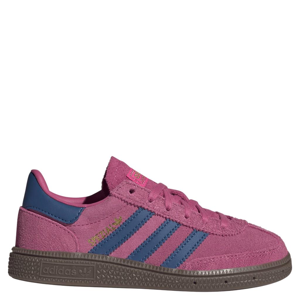 Roze en blauwe jongens en meisjes adidas Originals Handball Spezial suède sneakers met veters