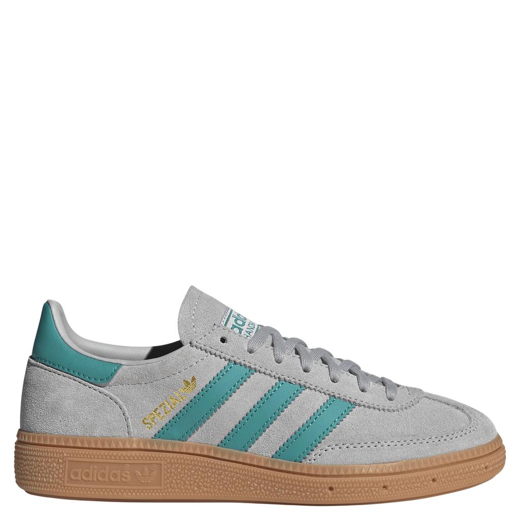 Lichtgrijs en groene jongens en meisjes adidas Originals Handball Spezial suède sneakers van bovenwerk van leer en synthetische materialen met veters