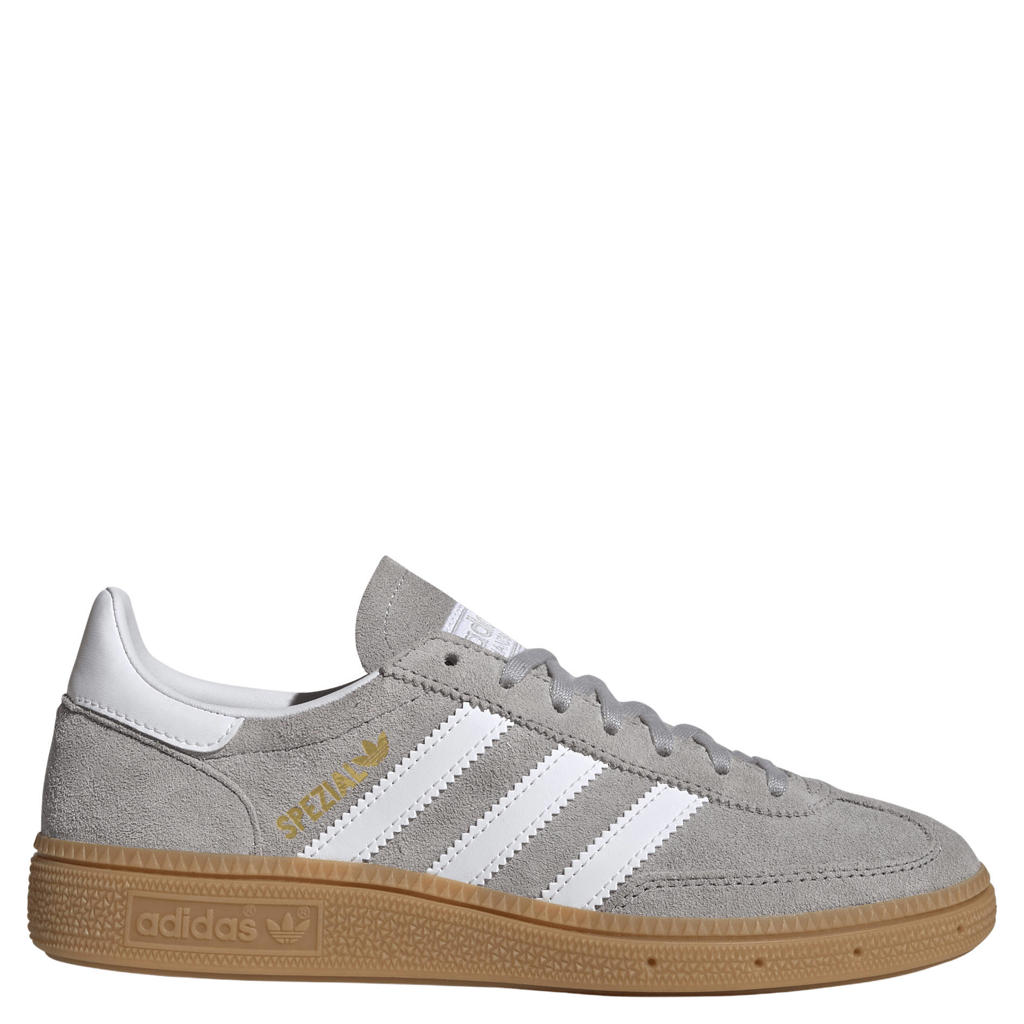 Lichtgrijs en witte jongens en meisjes adidas Originals Handball Spezial suède sneakers van bovenwerk van leer en synthetische materialen met veters