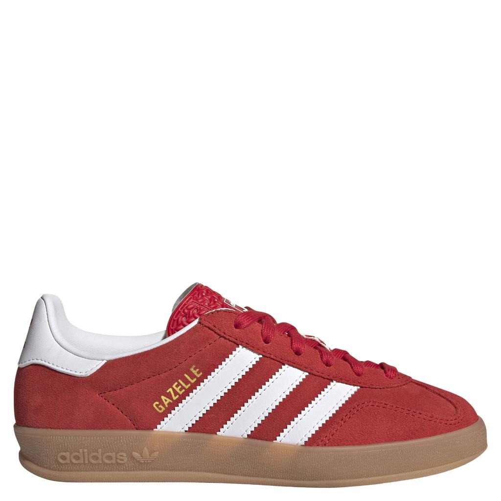 Rood en witte jongens en meisjes adidas Originals Gazelle Indoor sneakers van bovenwerk van leer en synthetische materialen met veters