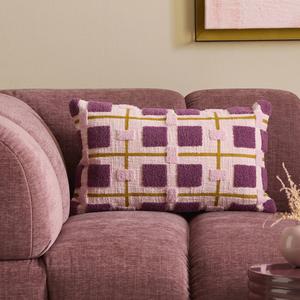 rechthoekige geruite sierkussenhoes Ryker 30x50 cm - roze/donkerroze/oker