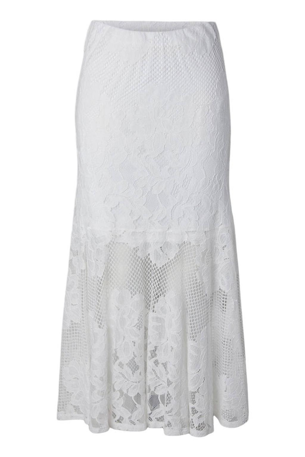 Witte dames PIECES maxi a-lijn rok gemaakt van nylon en met elastische tailleband