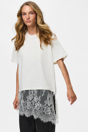 rechtvallend T-shirt - ecru