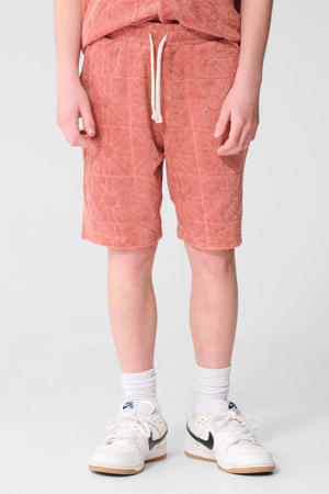 badstof regular waist sweatshort koraalrood